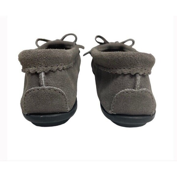 Minnetonka Suede Gray Beaded Thunderbird Southwestern Moccasins Boho Size 6 EUC - Picture 4 of 10
